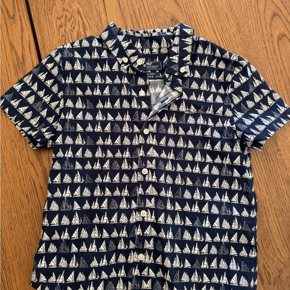 Vineyard Vines Navy Blue Sailboat Kids Shirt